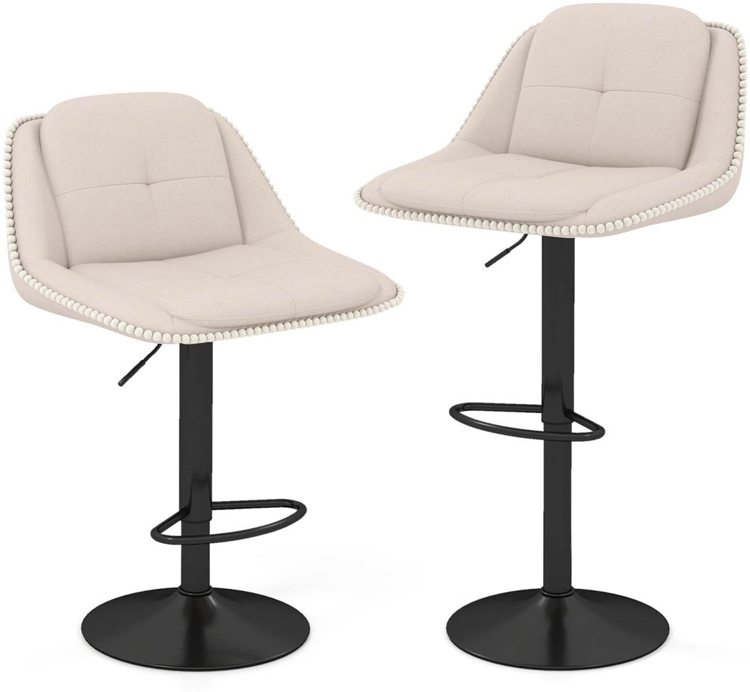 2er Set Drehbarer Barhocker mit Verstellbarer Höhe & Gepolstertem Sitz Barstuhl Küchenstuhl Beige Bild 1