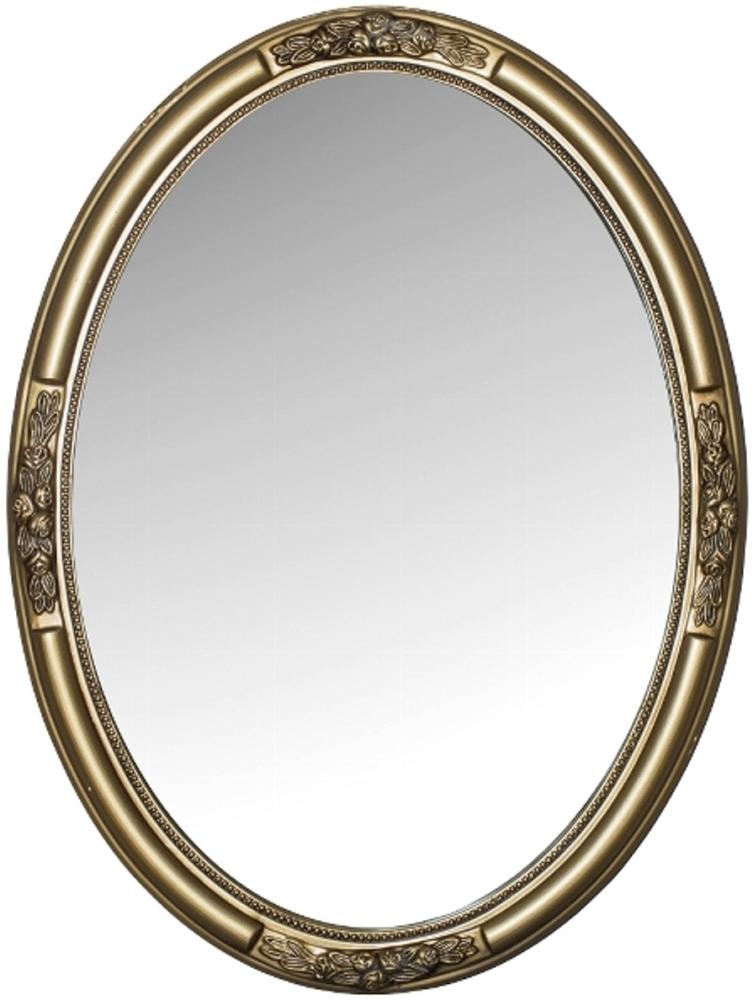 Casa Padrino Barock Spiegel Gold 57 x H. 77 cm - Ovaler Barock Wandspiegel mit Holzrahmen Bild 1