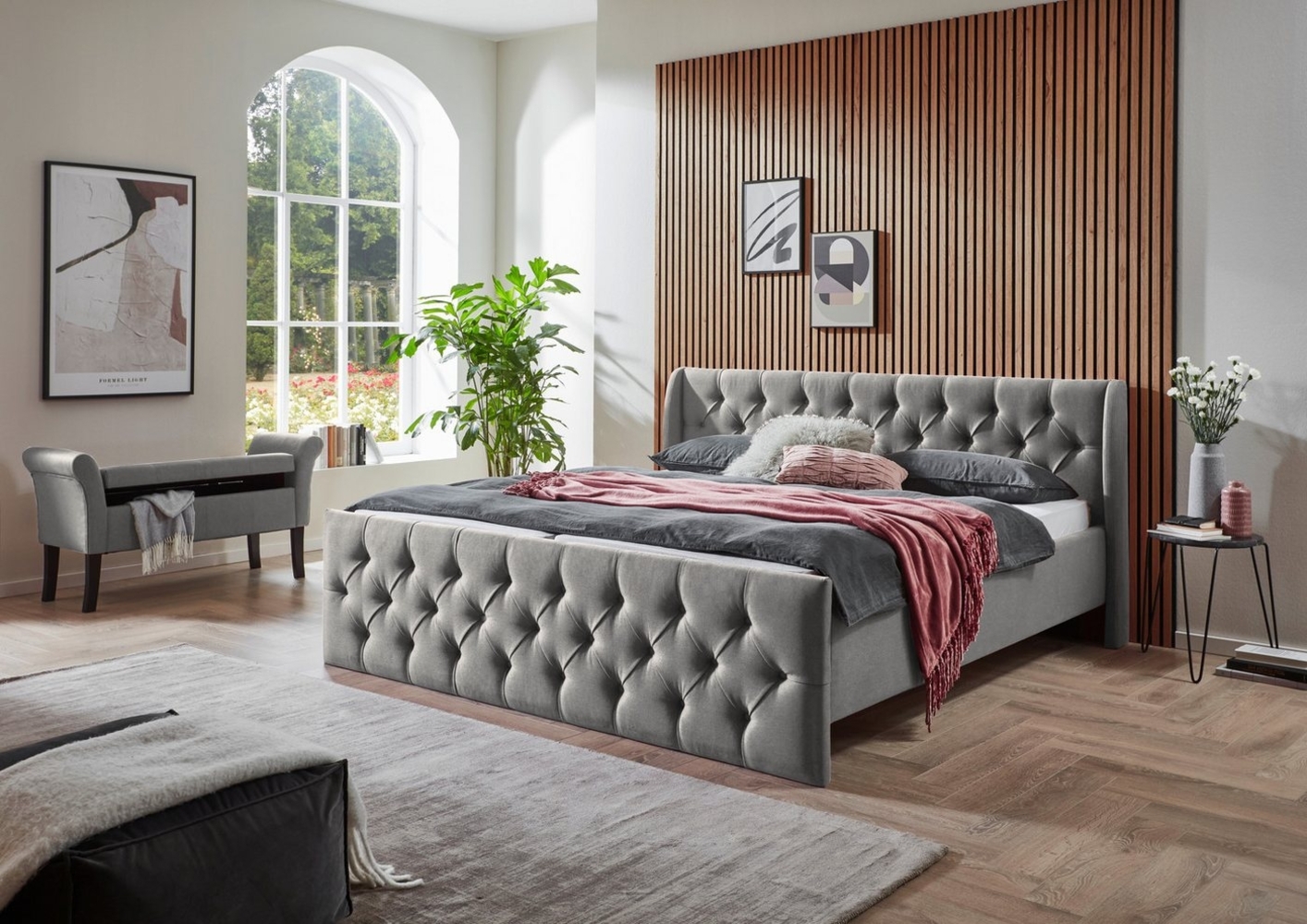 ATLANTIC home collection Bettgestell TAMINA mit Chesterfieldoptik Kopf- und Fußteil, erhältlich in den Breiten 160cm & 180cm Bild 1