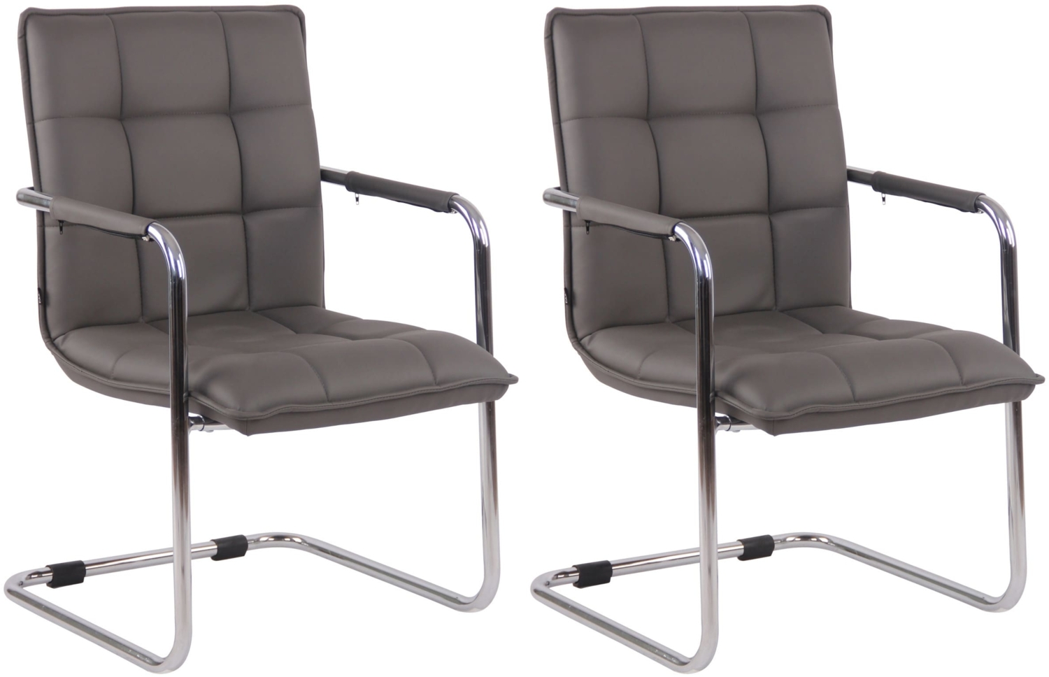 CLP 2er Set Stühle Gandia Kunstleder mit Armlehnen,grau chrom Bild 1