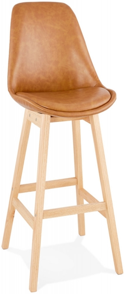 Barhocker ELENA | Moderner Barhocker mit großer Sitzfläche in braunem Skai | 48 x 56 x 114 cm | Barhocker Holz, Synthetisch | Barhocker Kadima Design Bild 1