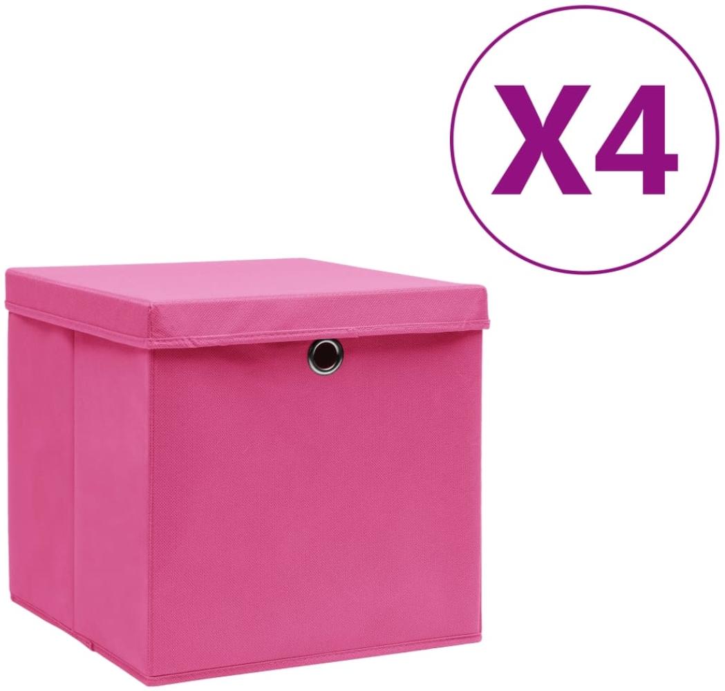 vidaXL Aufbewahrungsboxen mit Deckeln 4 Stk. 28x28x28 cm Rosa 325204 Bild 1