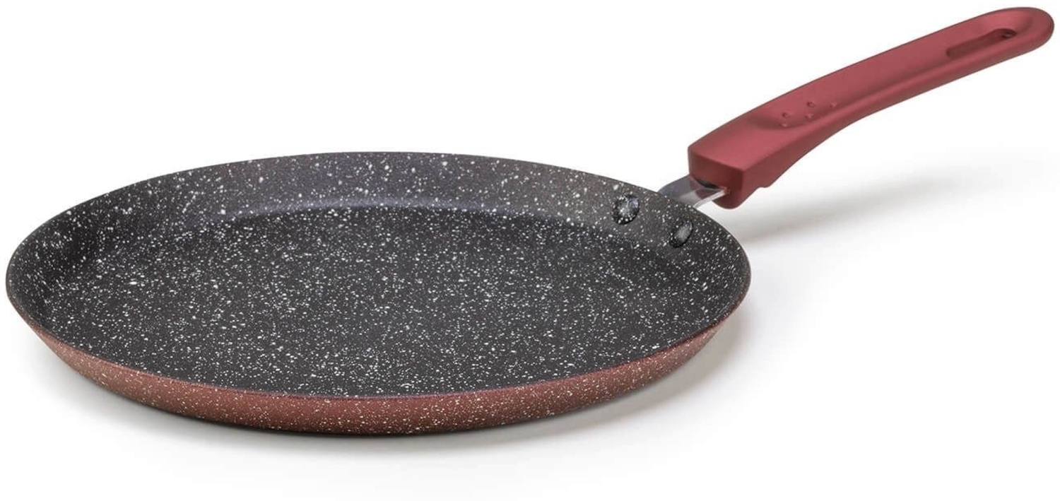 ROSMARINO Pfannkuchenplatten Vielseitige Aluminium-Pfanne mit Antihaft-ILAG Granistone Beschichtung rot (H 1.8 x T 42 x B 25 cm) Bild 1