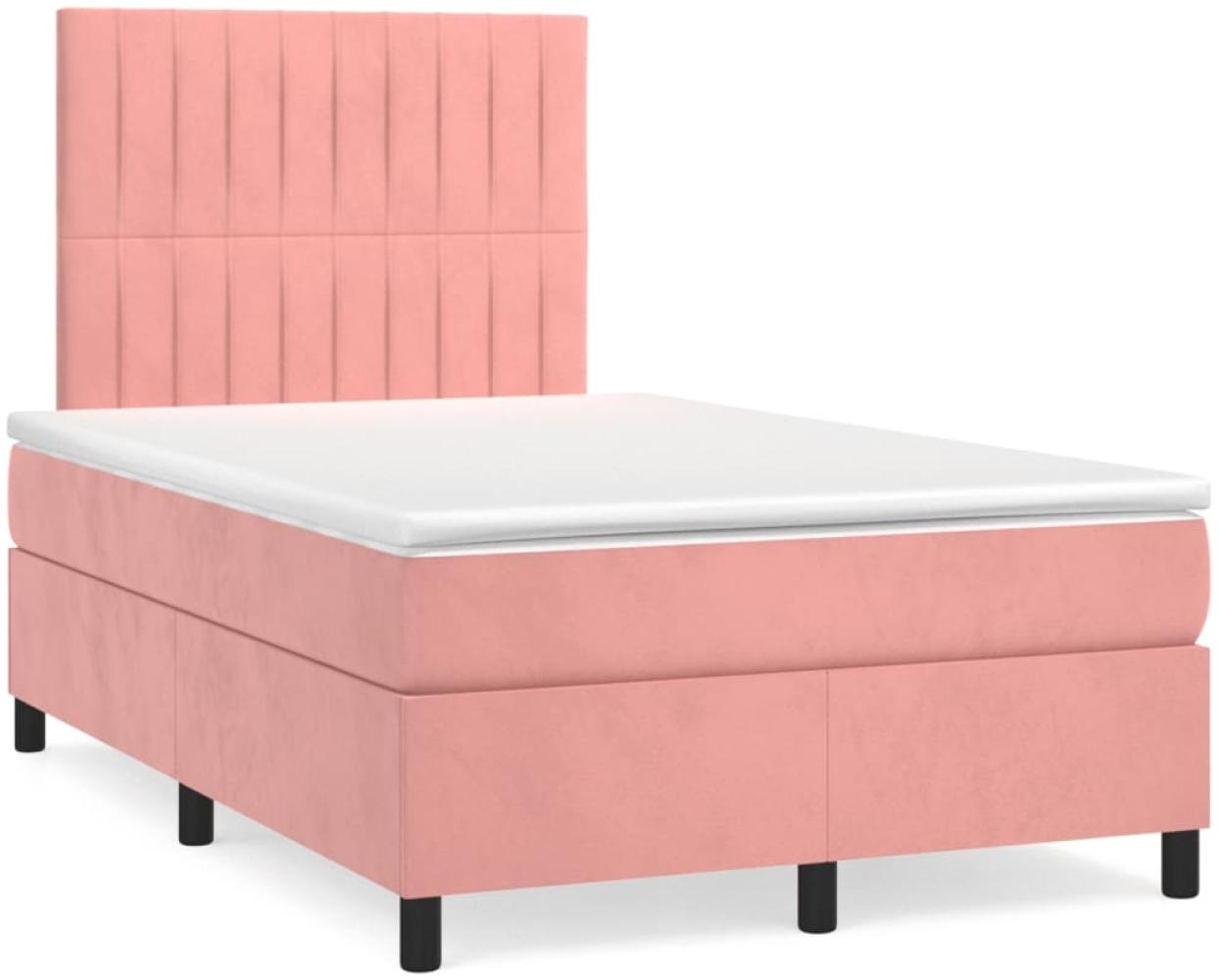 vidaXL Boxspringbett mit Matratze & LED Rosa 120x190 cm Samt 3270328 Bild 1