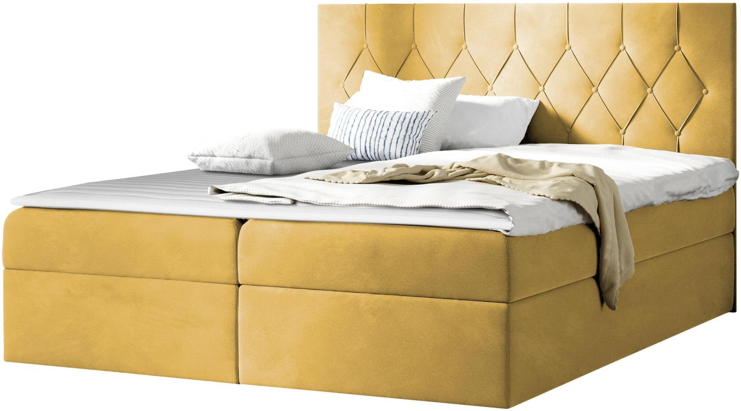 Boxspringbett Simori, Gelb, 140 x 200 cm Bild 1