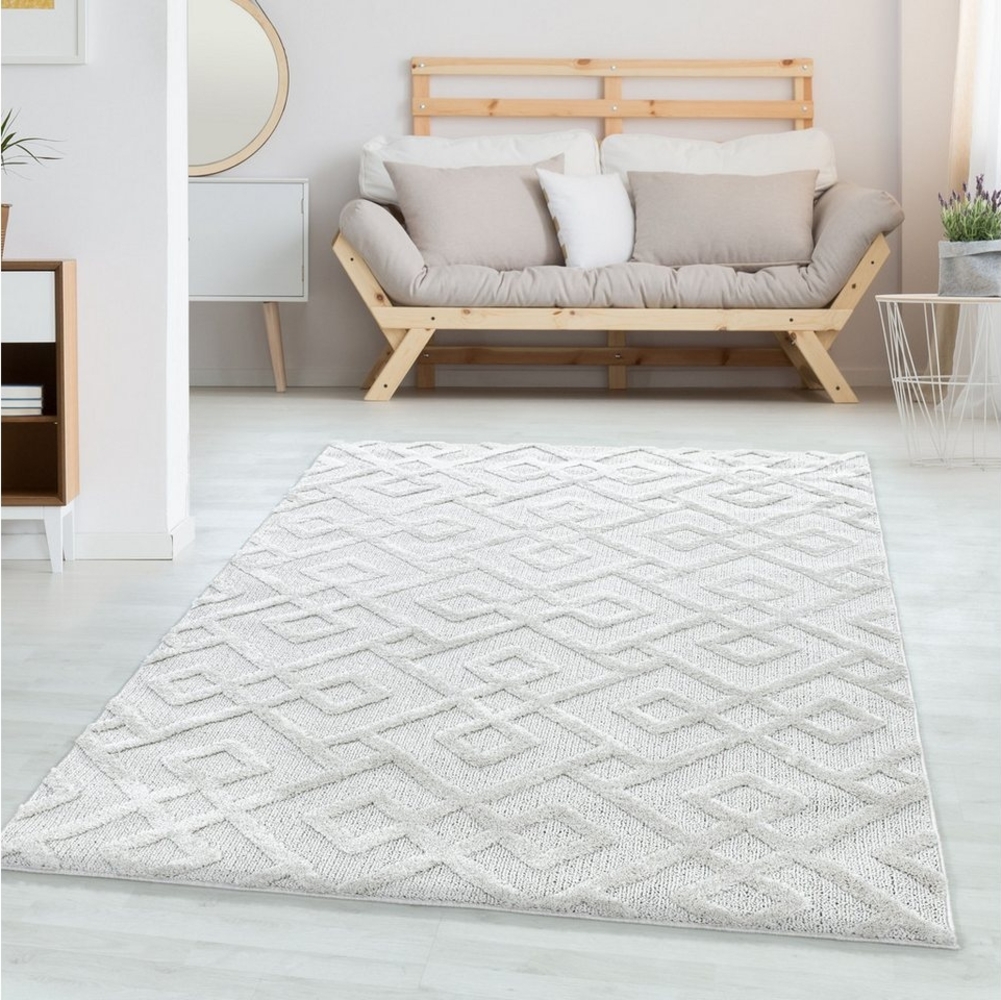 Carpettex Hochflor-Teppich Geometrisch Design, Rund, Höhe: 20 mm, Teppich Wohnzimmer Boho Design 3D Optik Skandinavische Stil Bild 1
