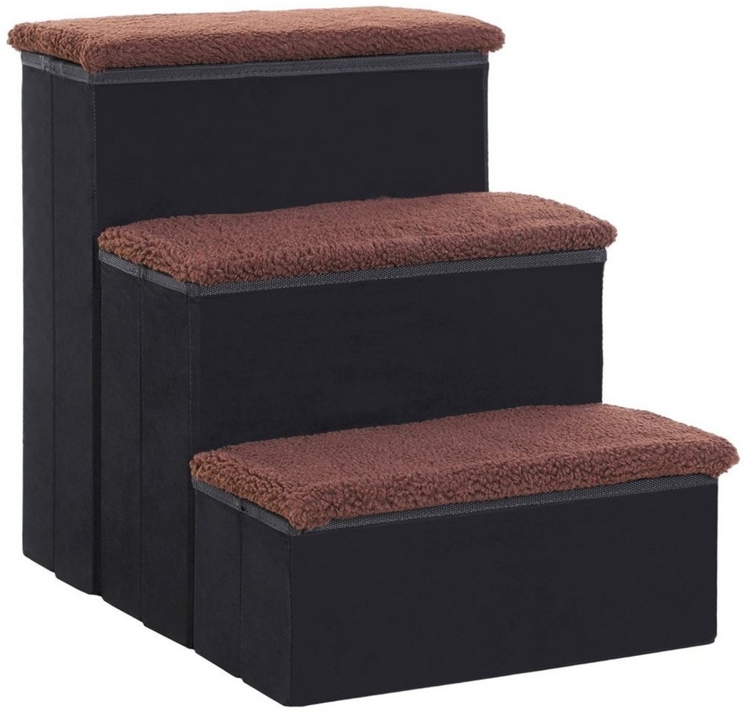PawHut Haustiertreppe 3 Stufen Katzentreppe Hundetreppe (Haustierleiter, 1-St, Tiertreppe), Schwarz 40 x 54 x 48 cm Bild 1