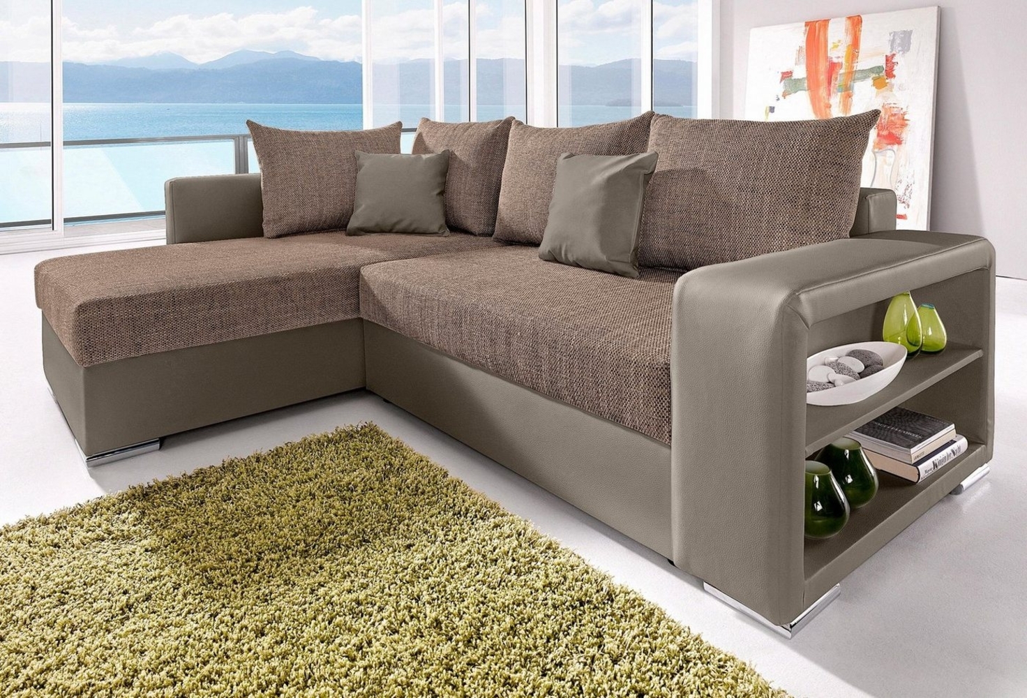 COLLECTION AB Ecksofa John L-Form, Regalarmlehne,Bettfunktion,Bettkasten,Ottomane beiseitig montierbar Bild 1