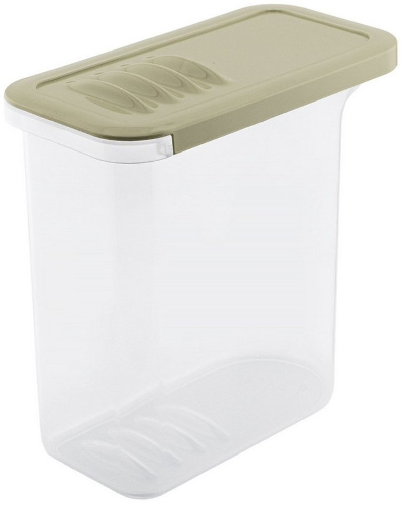 BranQ Müslibox Shark Lebensmittelbehälter mit olivgrünem Deckel, Kunststoff, Transparent, ergonomische Form Bild 1