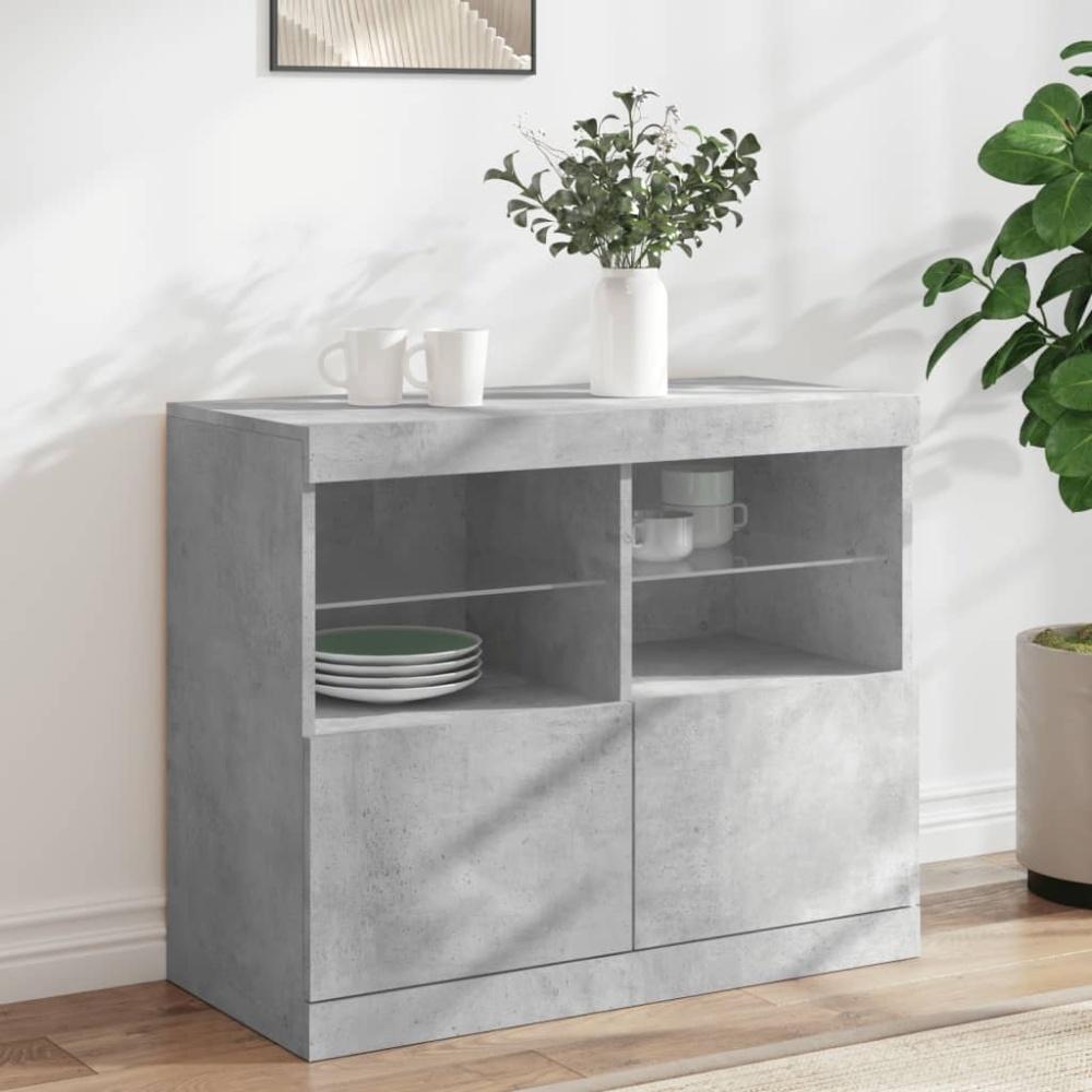 vidaXL Sideboard mit LED-Leuchten Betongrau 81x37x67 cm 836661 Bild 1