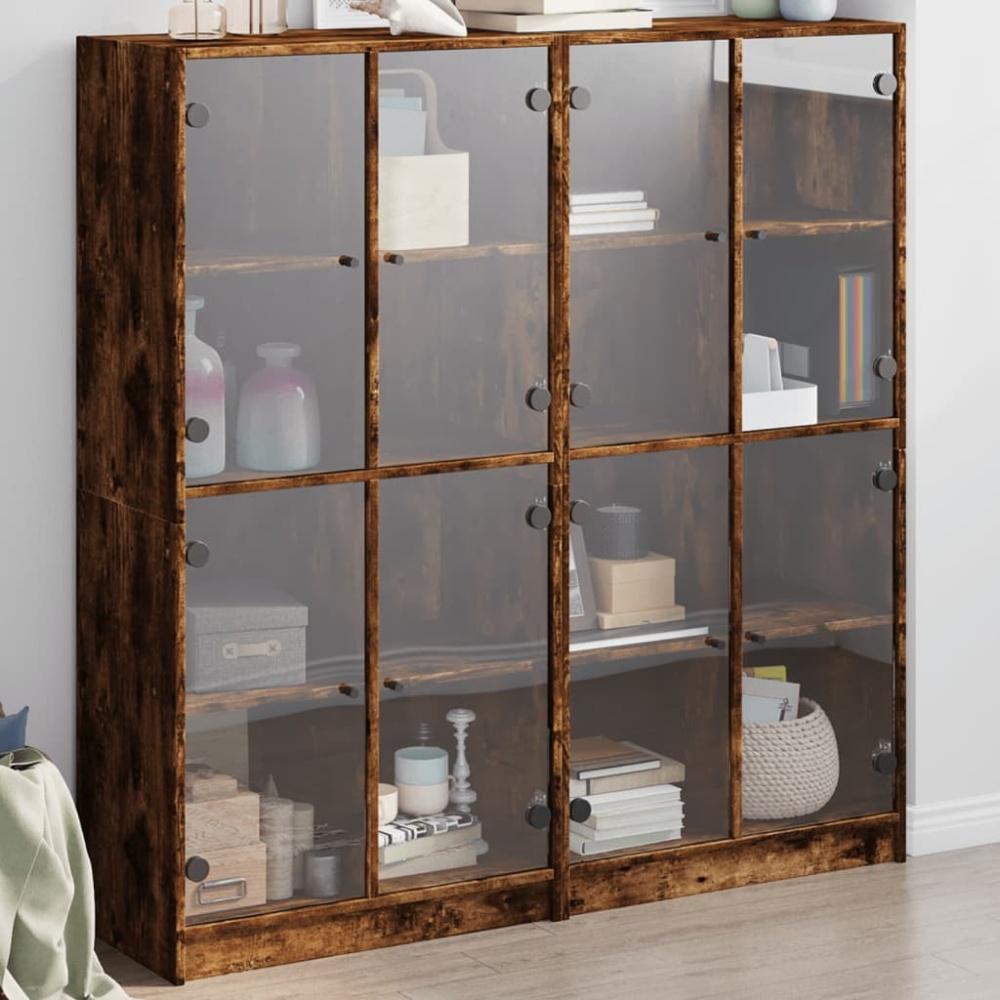 vidaXL Bücherschrank mit Türen Räuchereiche 136x37x142cm Holzwerkstoff 3206521 Bild 1