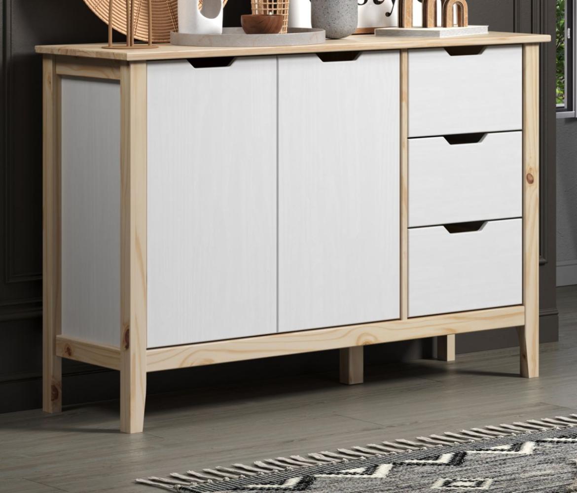 Sideboard Latera in Massivholz Kiefer weiß lackiert 110 cm Bild 1