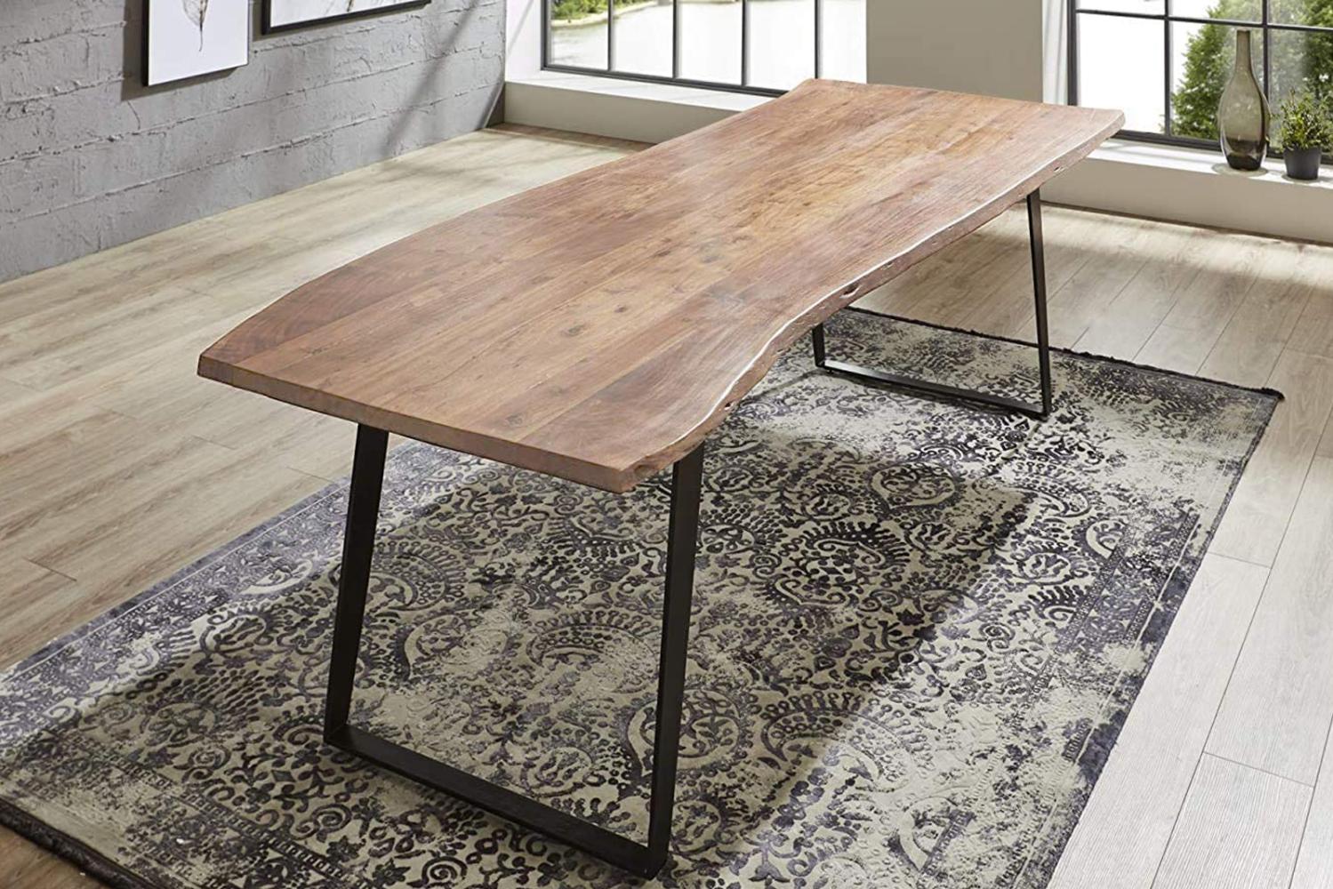 Esstisch Baumkante massiv Akazie natur 180x90 schwarz Hobart 525084 Bild 1