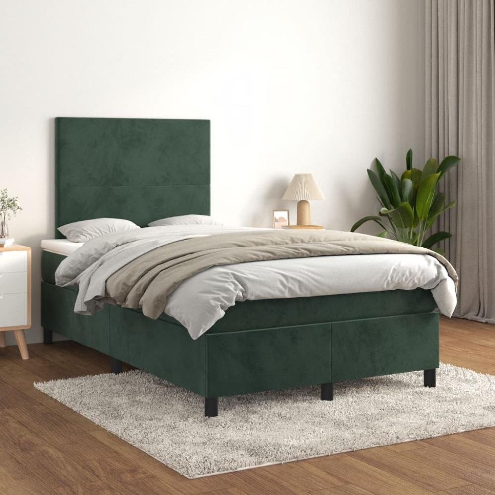 vidaXL Boxspringbett mit Matratze Dunkelgrün 120x200 cm Samt 3142896 Bild 1