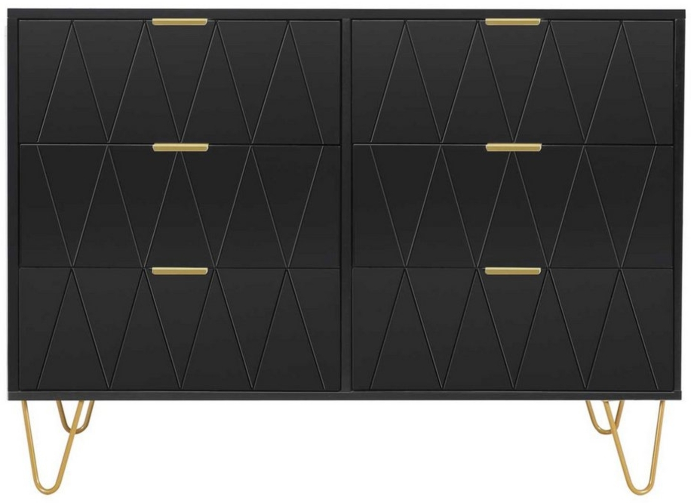 UEV Kommode mit 6 Schubladen, Sideboard für Schlafzimmer Wohnzimmer (100 x 34 x 73 cm Mehrzweckschrank mit gold Fuß, Highboard, Sideboard mit Schubladen, Schmal kommode), Küchenschrank Buffet TV Board Schrank mit Füße Aufbewahrungsschrank Bild 1