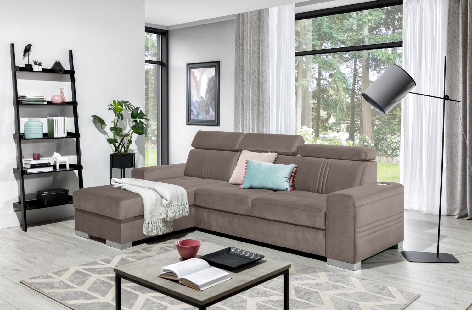 99rooms Neilo Ecksofa Velours ESITO Beige Links ohne Bild 1