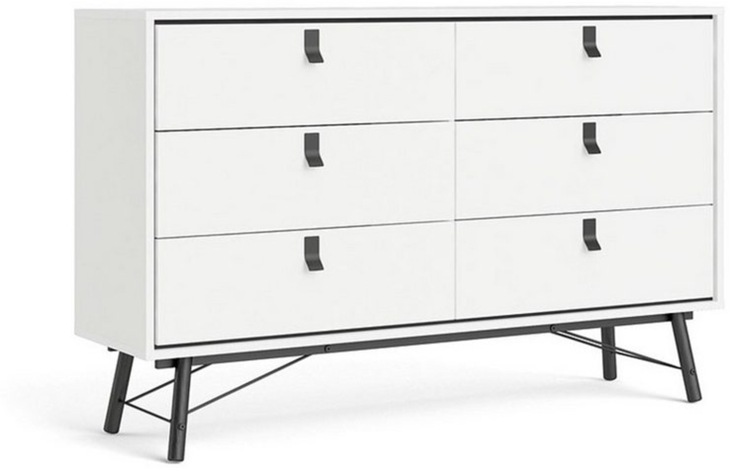 ebuy24 Kommode Rye Kommode breit 6 Schubladen mattweiss. Bild 1