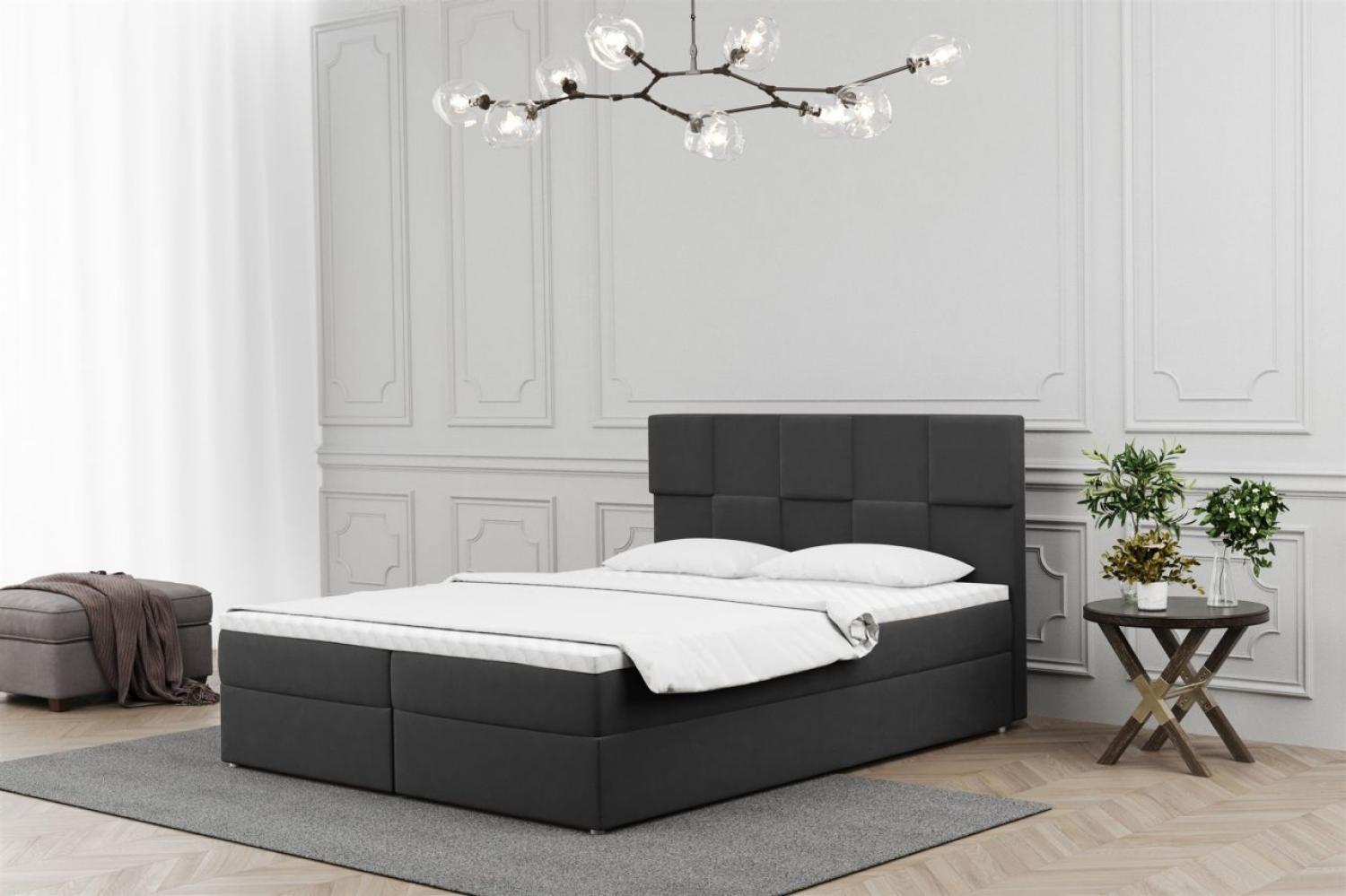 Boxspringbett Schlafzimmerbett JOLIE 200x220cm in Stoff Matt Velvet Anthrazit Bild 1