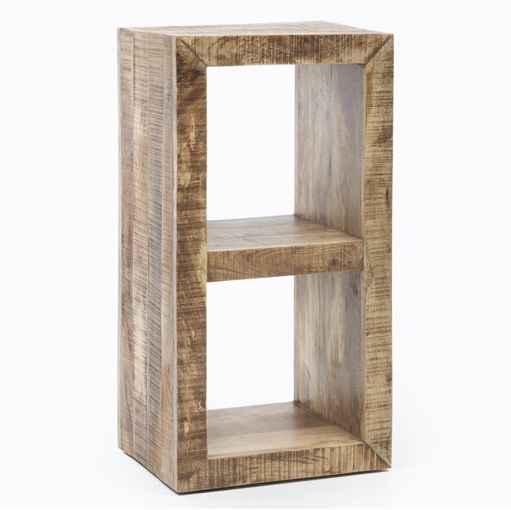 Standregal Massivholz Mango 90 x 45 x 35 cm 2 Böden, Design Holz Regal Natur, Beistelltisch Landhaus-Stil, Kleines Bücherregal Holz Massiv Bild 1