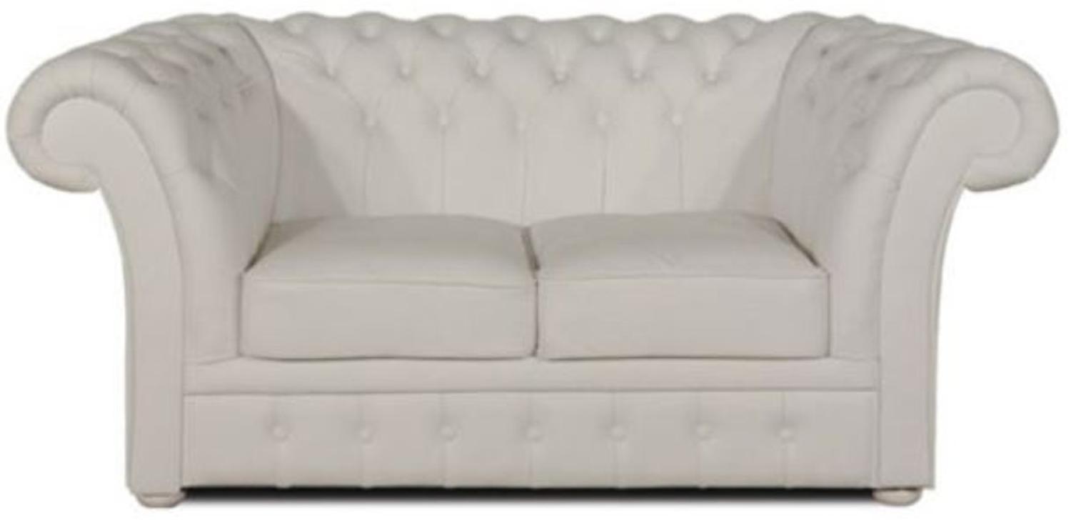 Casa Padrino Luxus Echtleder 2er Sofa Weiß 170 x 90 x H. 80 cm Bild 1