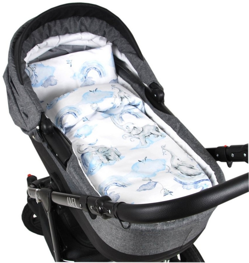 BabyLux Babybettbezug BABYLUX 2tlg. Set BEZUG Kinderwagen Bettbezug Bettwäsche Wiege 60x78 cm, 126. Elefanten Blau 60 x 78 cm Bild 1