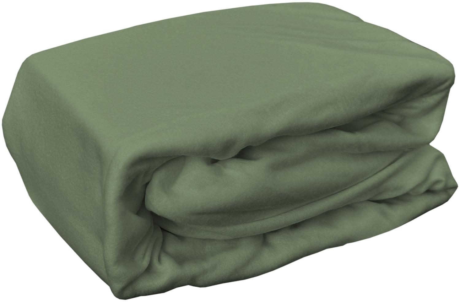 Microfaser Fleece Spannbetttuch Betttuch Bettlaken Laken 100x200cm Grün Bild 1