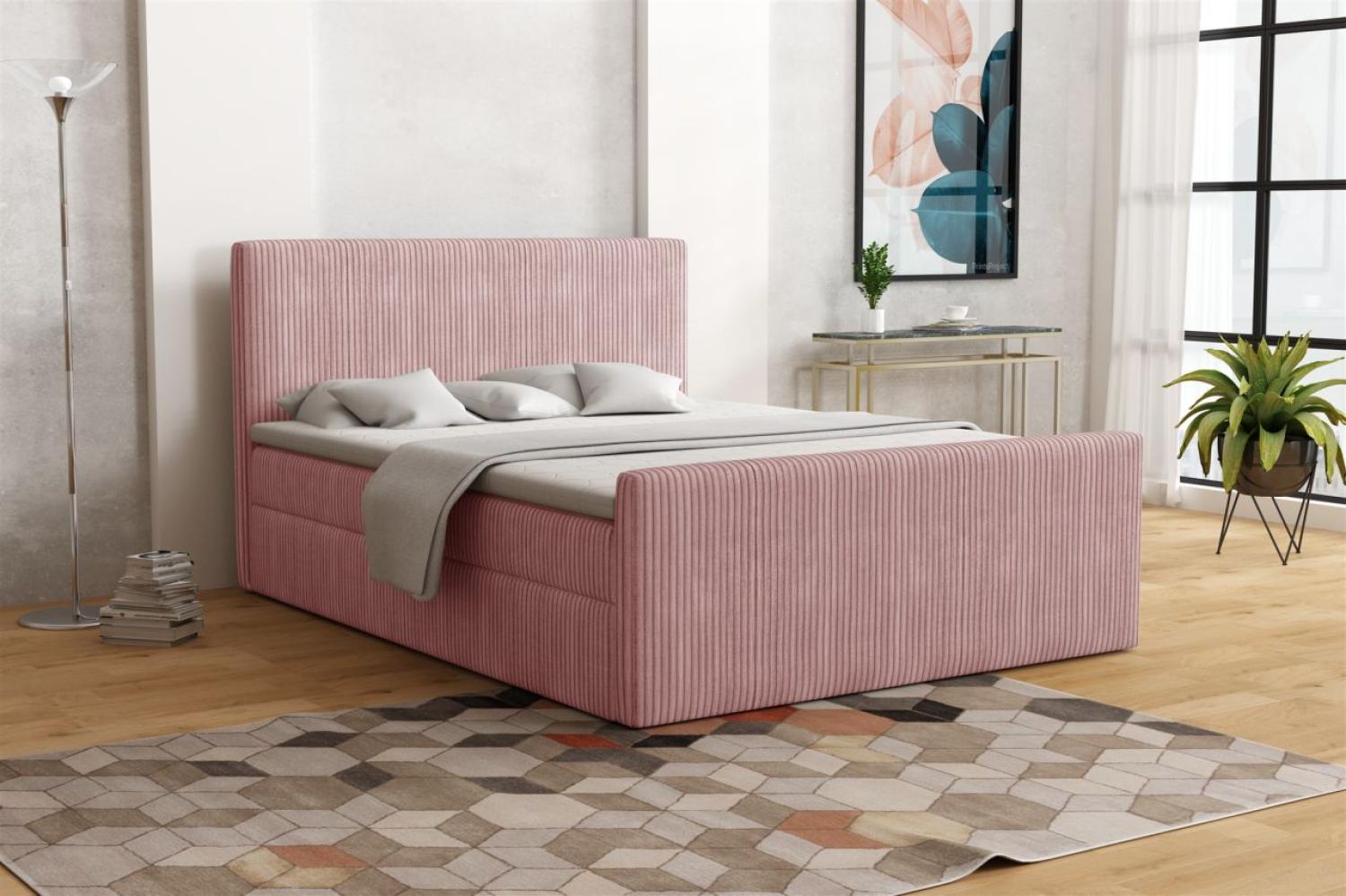 Boxspringbett Schlafzimmerbett IKAROS 160x200cm in Stoff Poso Rose Bild 1