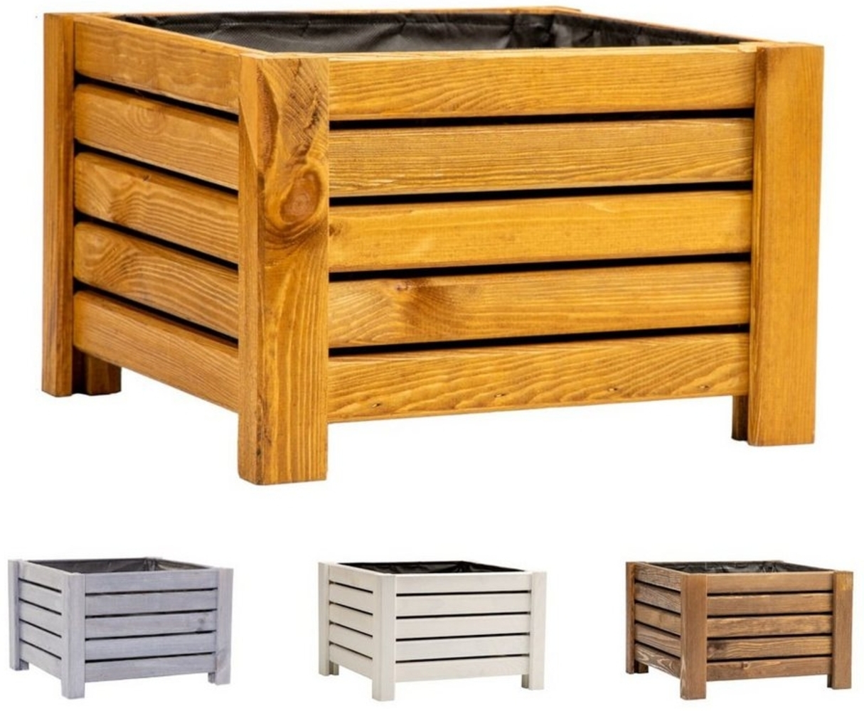 BooGardi Pflanzkübel Blumenkasten Holz mit Vlies (1 St, Hellbraun Klein), 2 Größen Pflanzkasten Blumentopf Balkon Terrasse Bild 1
