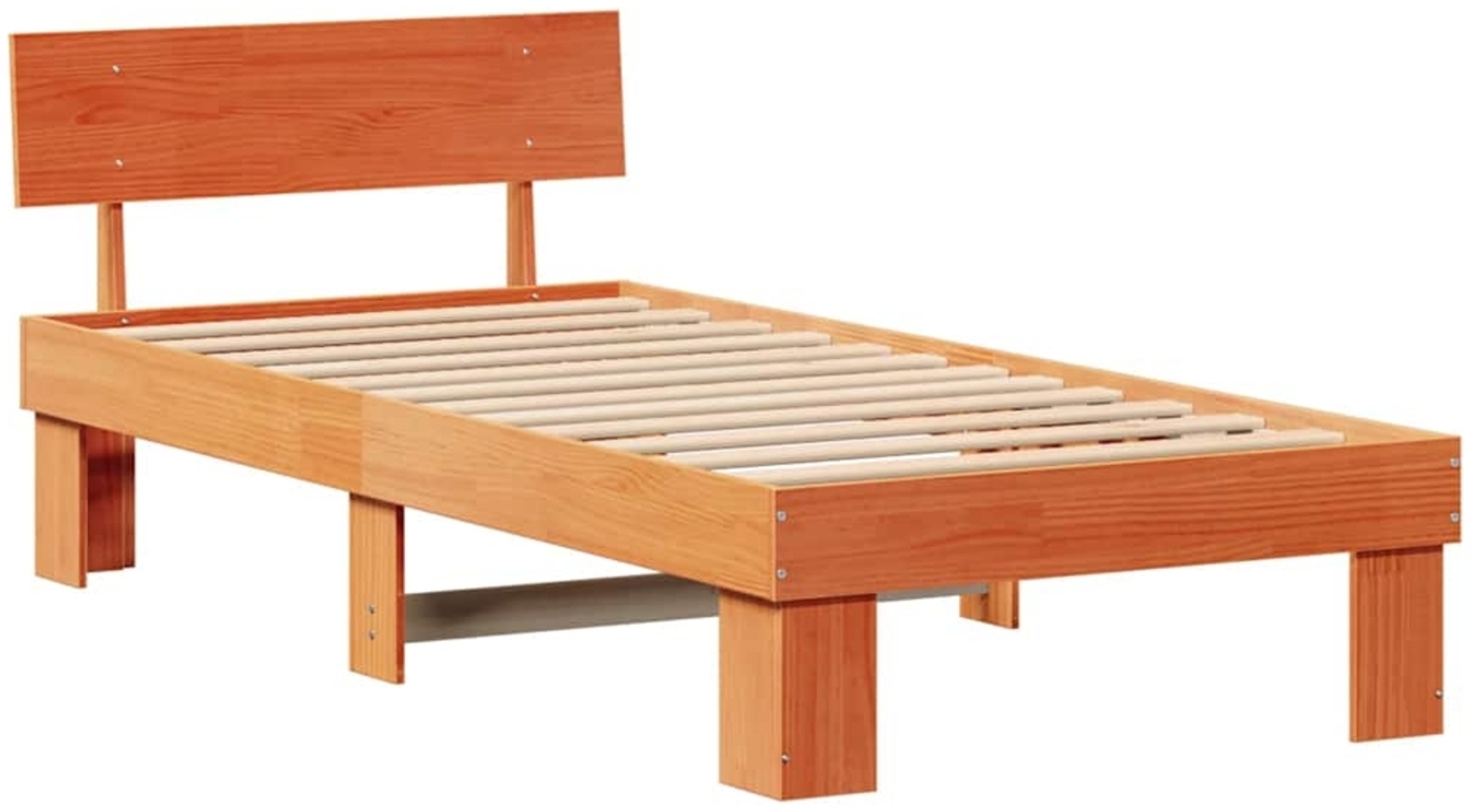 vidaXL Bettrahmen Wachsbraun 90 x 190 cm Massives Kiefernholz 872592 Bild 1