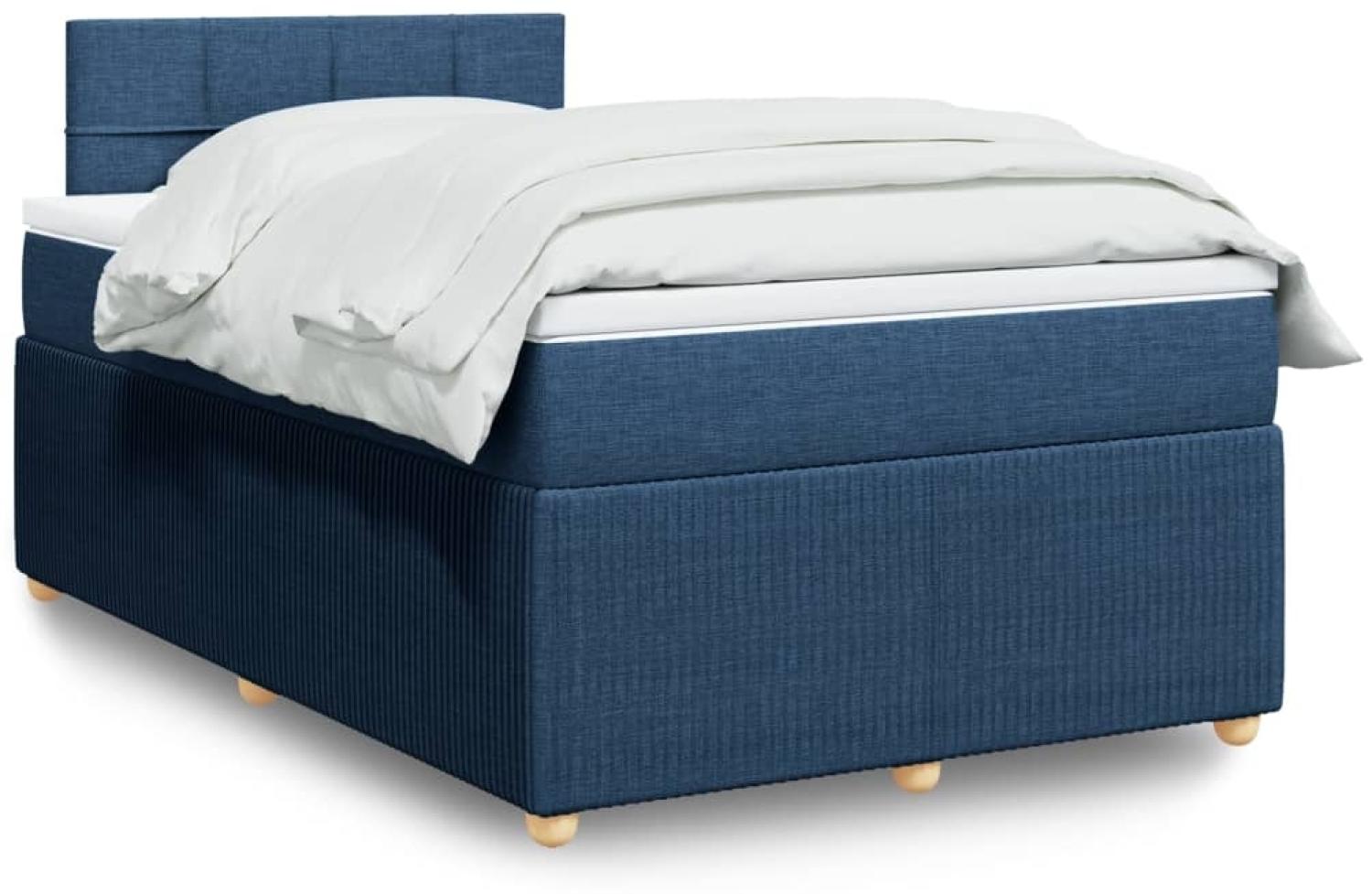 vidaXL Boxspringbett mit Matratze Blau 120x200 cm Stoff 3289729 Bild 1