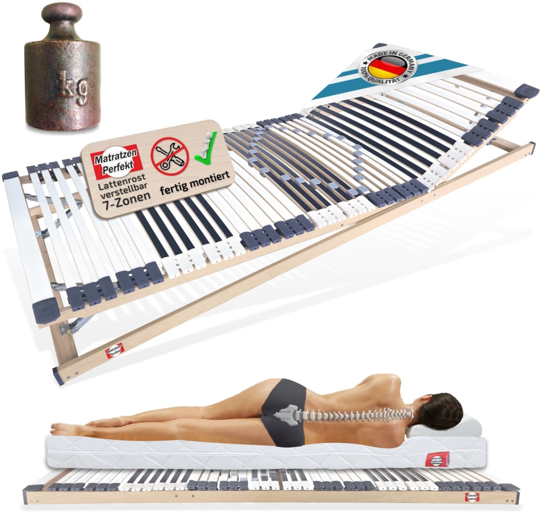 Matratzen Perfekt verstellbarer Lattenrost, 44 Leisten (mit Kopf- und Fußverstellung), 90x190 cm Bild 1
