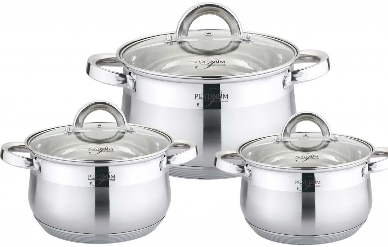 Kochtopf Topfset mit Glasdeckel Induktion Platinum Edelstahl 6-tlg. PL-10012 Bild 1