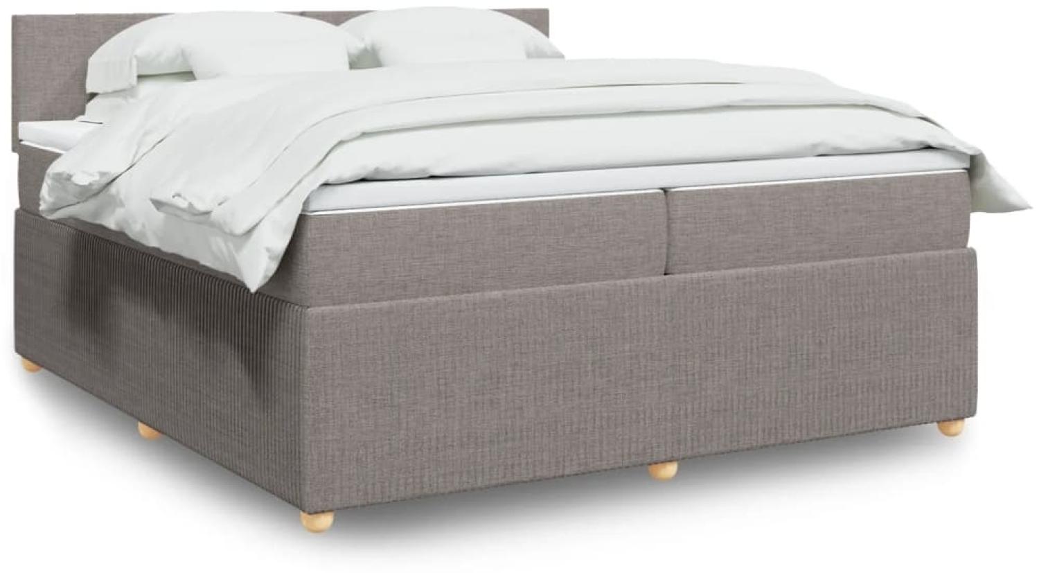 vidaXL Boxspringbett mit Matratze Taupe 200x200 cm Stoff 3289860 Bild 1