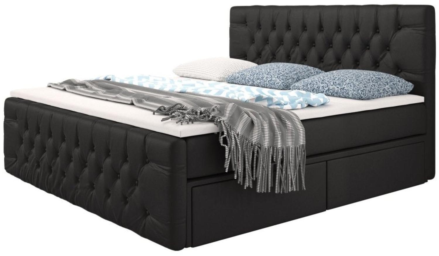 Boxspringbett Bellissimo mit 4 Schubladen 200x200 H4 Schwarz Bild 1