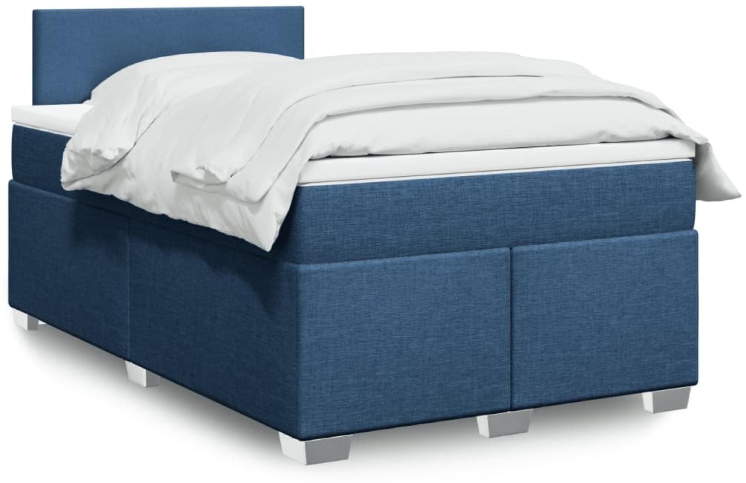 vidaXL Boxspringbett mit Matratze Blau 120x190 cm Stoff 3288126 Bild 1