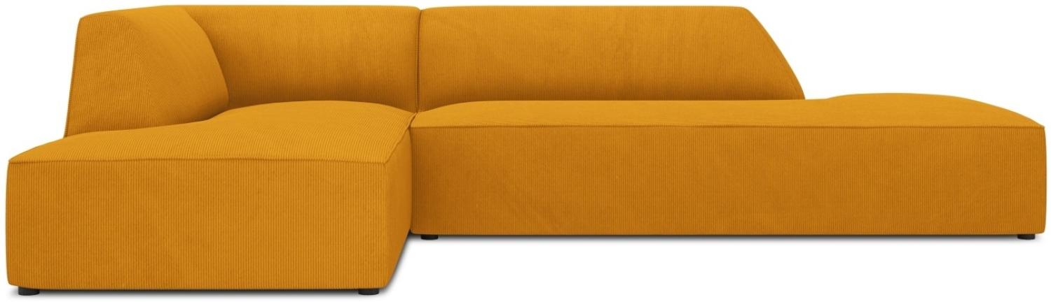 Micadoni 4-Sitzer Modular Ecke links Sofa Ruby | Bezug Yellow | Beinfarbe Black Plastic Bild 1