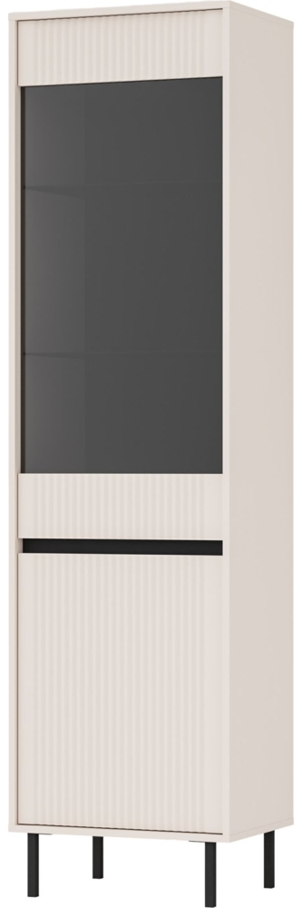 Selsey 'Osaka' Vitrine 2-türig mit geriffelter Front, sandbeige, ca. 205 x 56 x 40 cm Bild 1