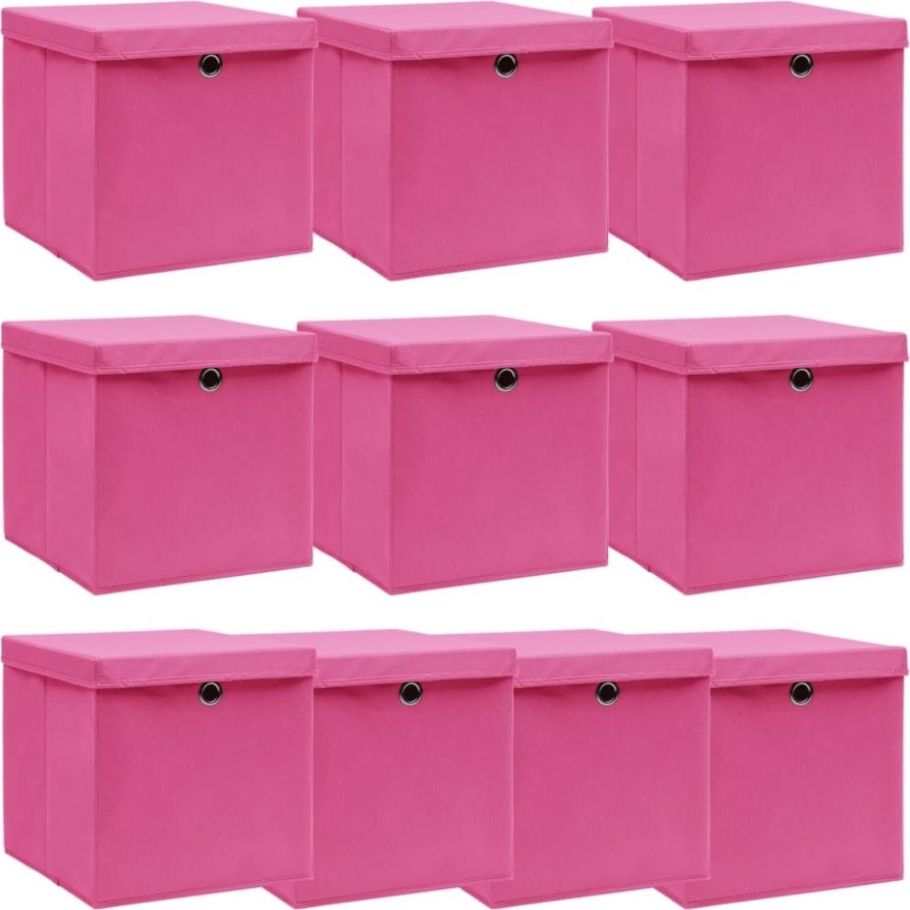 vidaXL Aufbewahrungsboxen mit Deckeln 10 Stk. Rosa 32x32x32 cm Stoff 288348 Bild 1