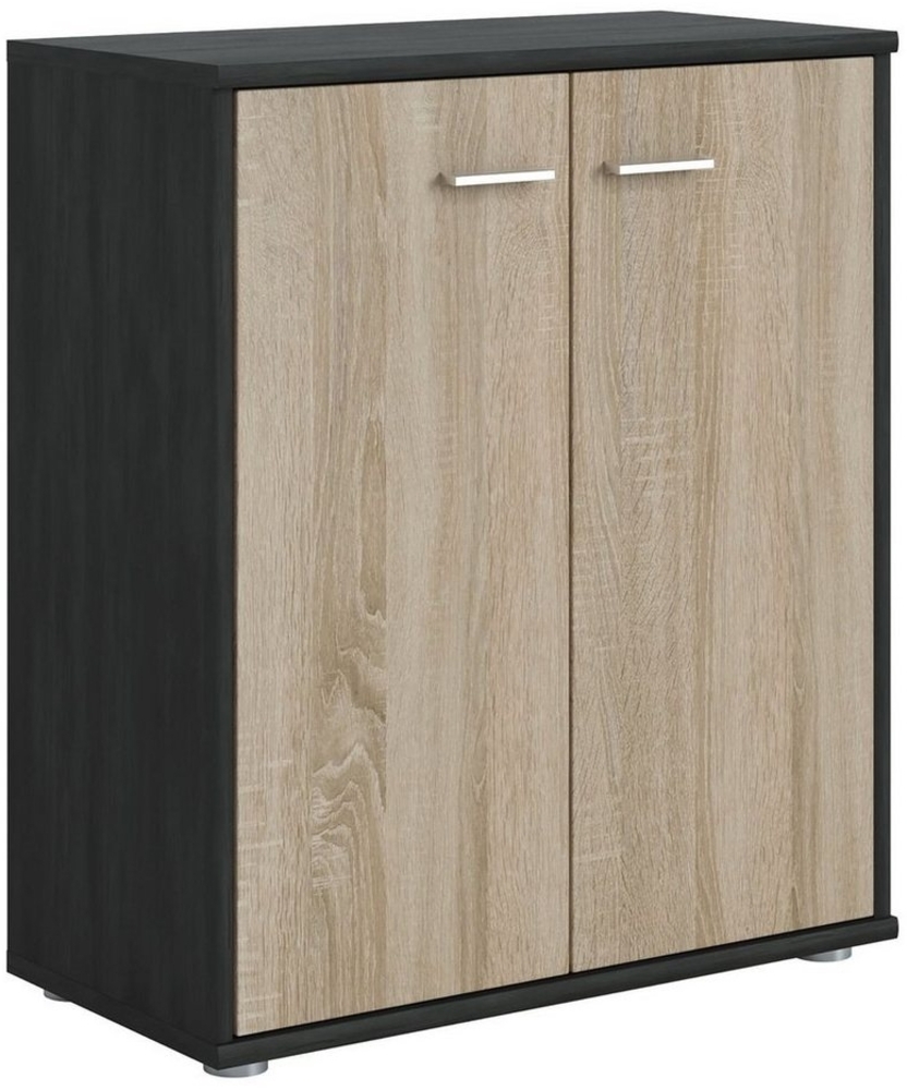 CARO-Möbel Highboard TOMMY, Kommode Sideboard Schrank in Esche grau/Sonoma Eiche 2 Türen Wohnzimme Bild 1