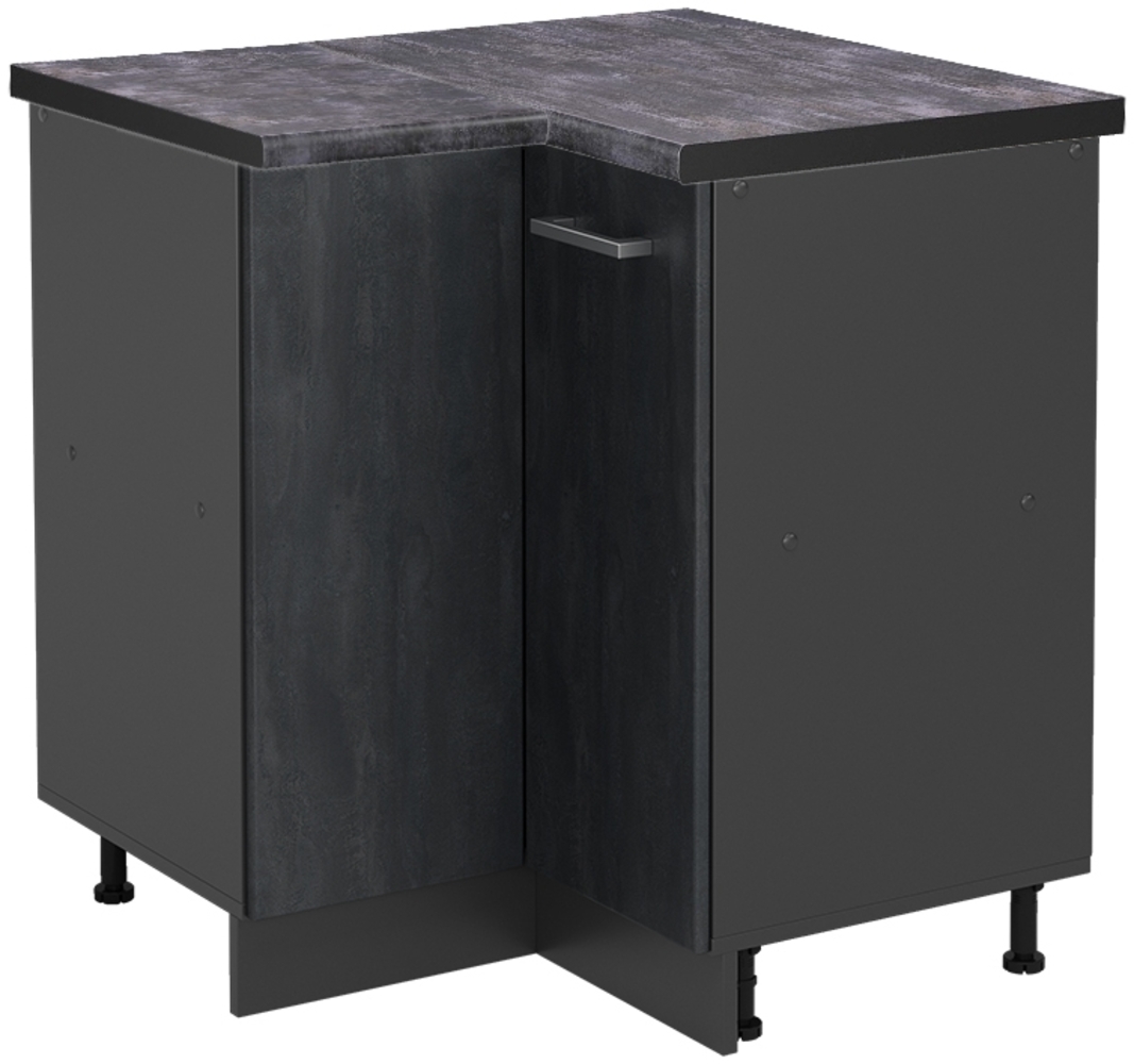 Eckunterschrank R-Line Schwarz Beton 75.6 cm AP Anthrazit Vicco Bild 1