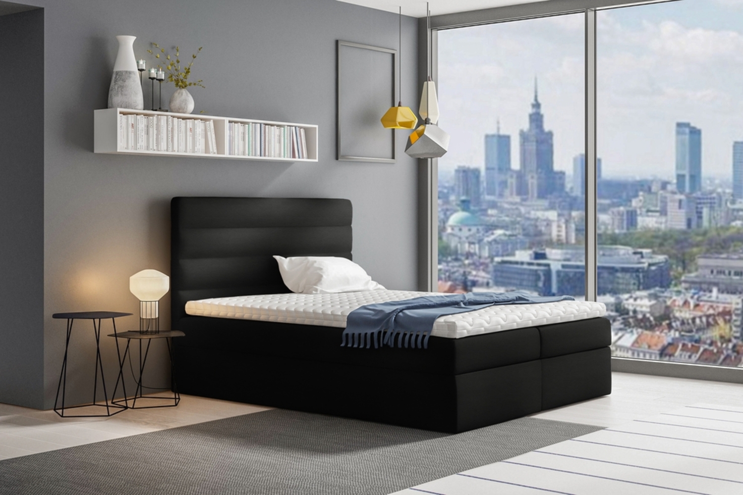 99rooms Adelasia Boxspringbett Kunstleder SOFT Schwarz 200 x 200 cm Bild 1