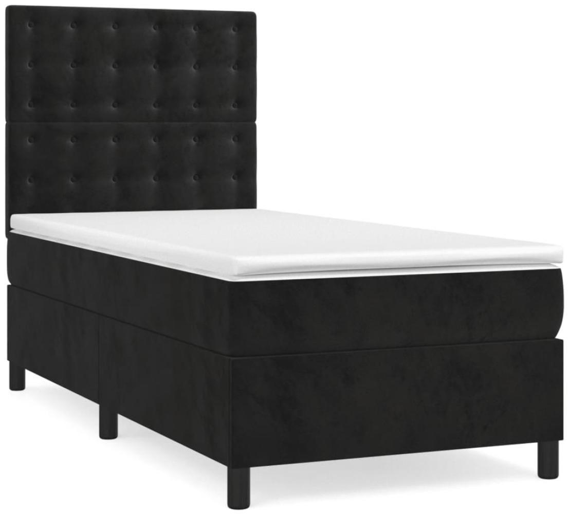 vidaXL Boxspringbett mit Matratze Schwarz 90x190 cm Samt 3143237 Bild 1