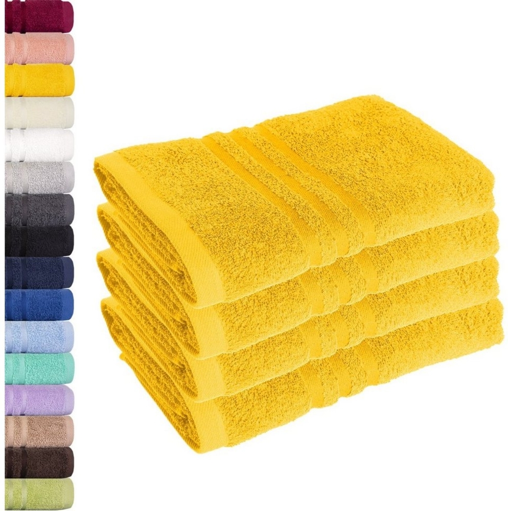 Lavea 2er Set Badematte 50x80 cm – rutschfeste, Waschbare Badematten aus 100% Baumwolle, Frottierserie Elena – Saugstark, Strapazierfähig und Zeitlos – Ideal für Badezimmer, Dusche - Rapsgelb Bild 1
