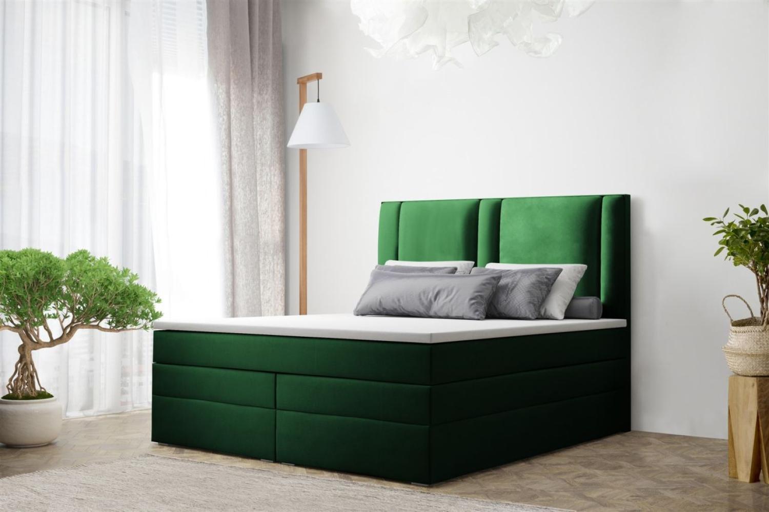 Boxspringbett Schlafzimmerbett CANDELA DELUX 180x200cm in Stoff Grün Bild 1