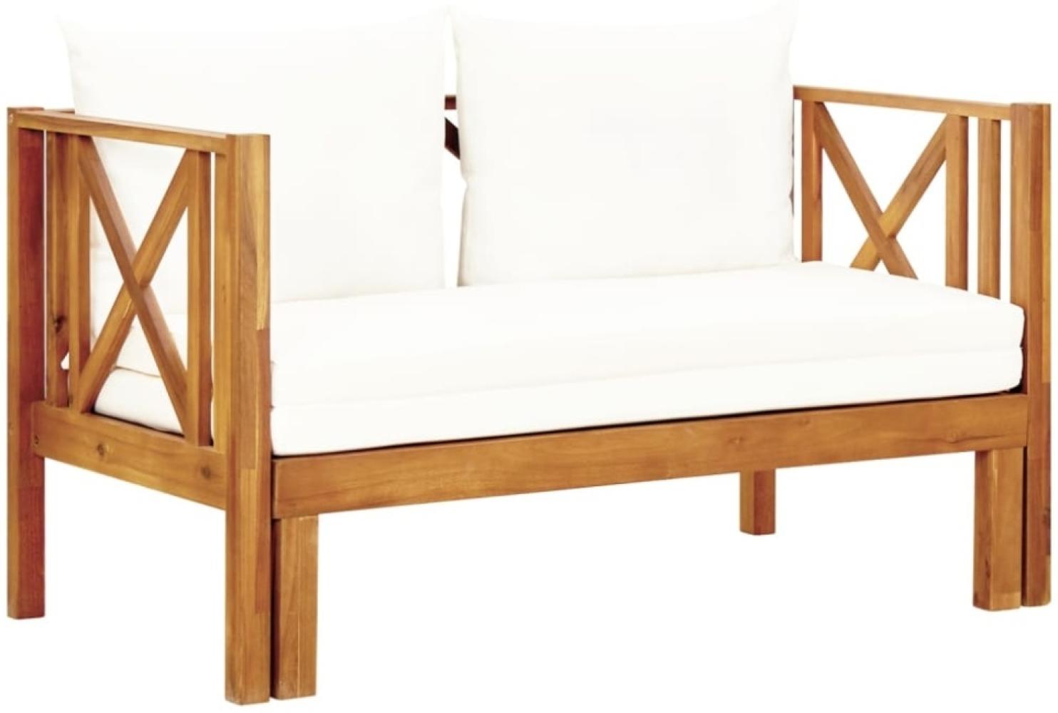 vidaXL 2-Sitzer-Gartenbank mit Kissen 122 cm Massivholz Akazie 310307 Bild 1