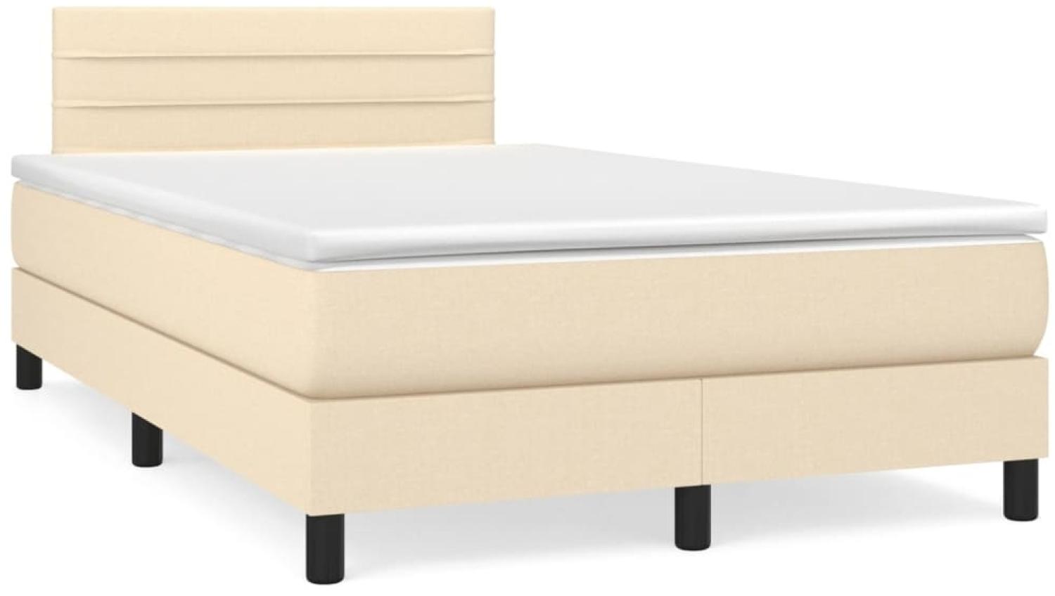 vidaXL Boxspringbett mit Matratze & LED Creme 120x190 cm Stoff 3270051 Bild 1