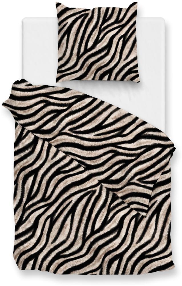 Zo! Home Flanell Bettwäsche 135x200 cm Zebrato natural Zebra Tierfellmuster Bild 1