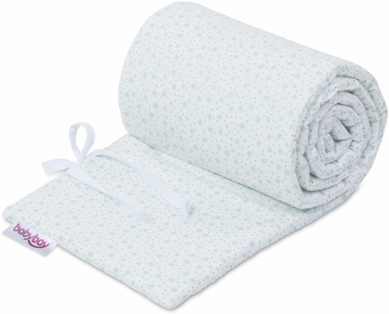 babybay Nestchen Organic Cotton passend für Modell Boxspring XXL, weiß Glitzersterne mint Bild 1