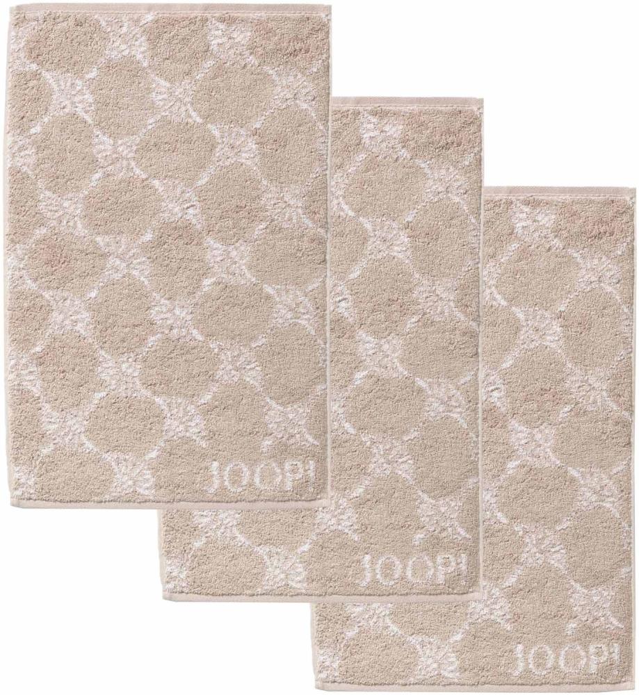 JOOP! Gästetuch Classic Frottierkollektion, 3er Pack - Walkfrottier Beige Cornflower 30x50cm Bild 1