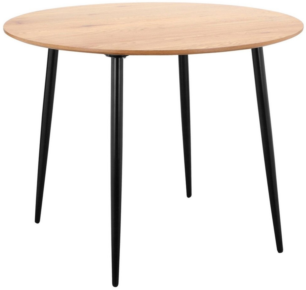 loft24 Esstisch Matcha, runder Tisch Ø100 cm Eichenoptik Metallbeine Bild 1